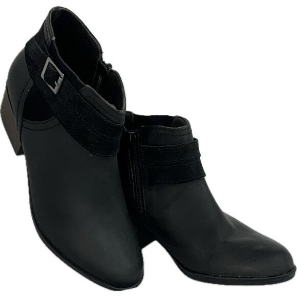 Clarks Adreena Show Black Leather Side Zip Buckle Comfort Ankle Bootie Women 6 - Picture 6 of 13